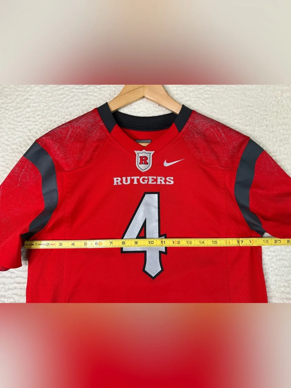 Nike Team Rutgers Scarlet Knights #4 Football Jersey Youth Size Large Red